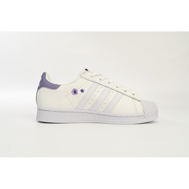 adidas Superstar Shoes White New White Purple HQ4288 
