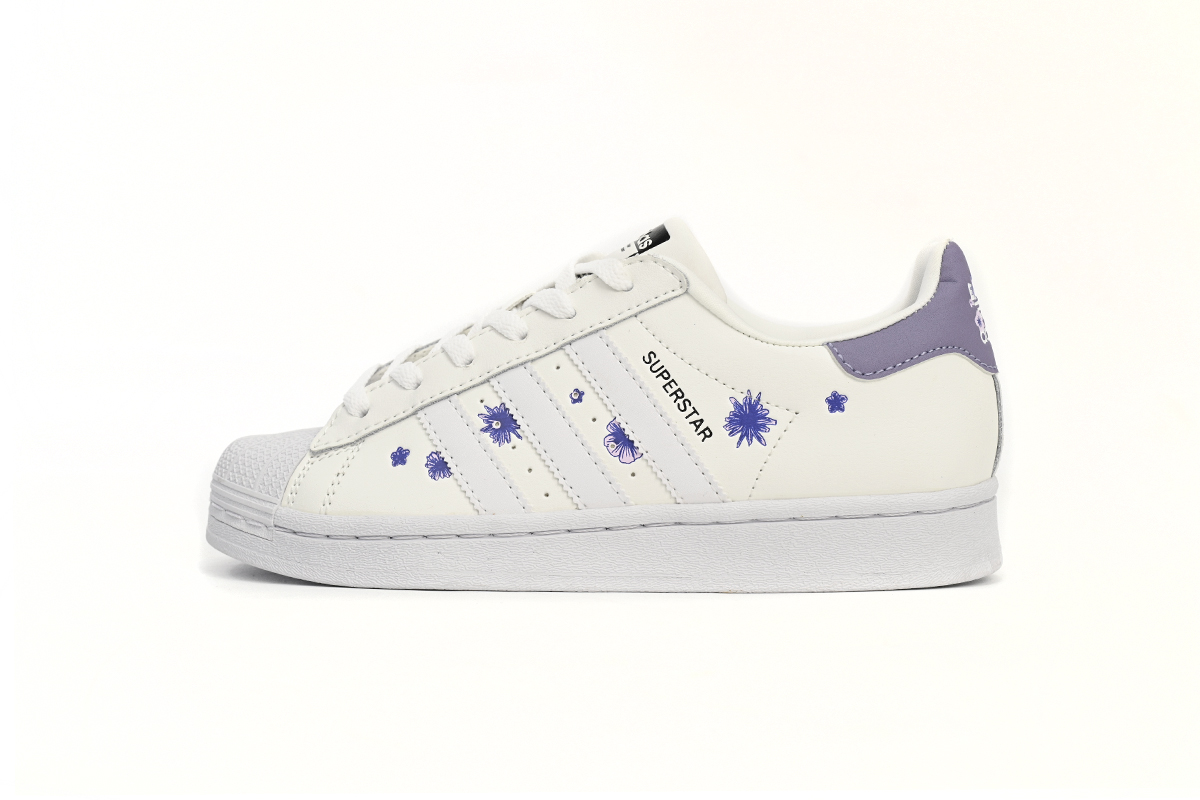 adidas Superstar Shoes White New White Purple HQ4288