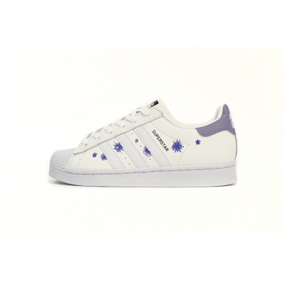 adidas Superstar Shoes White New White Purple HQ4288  01