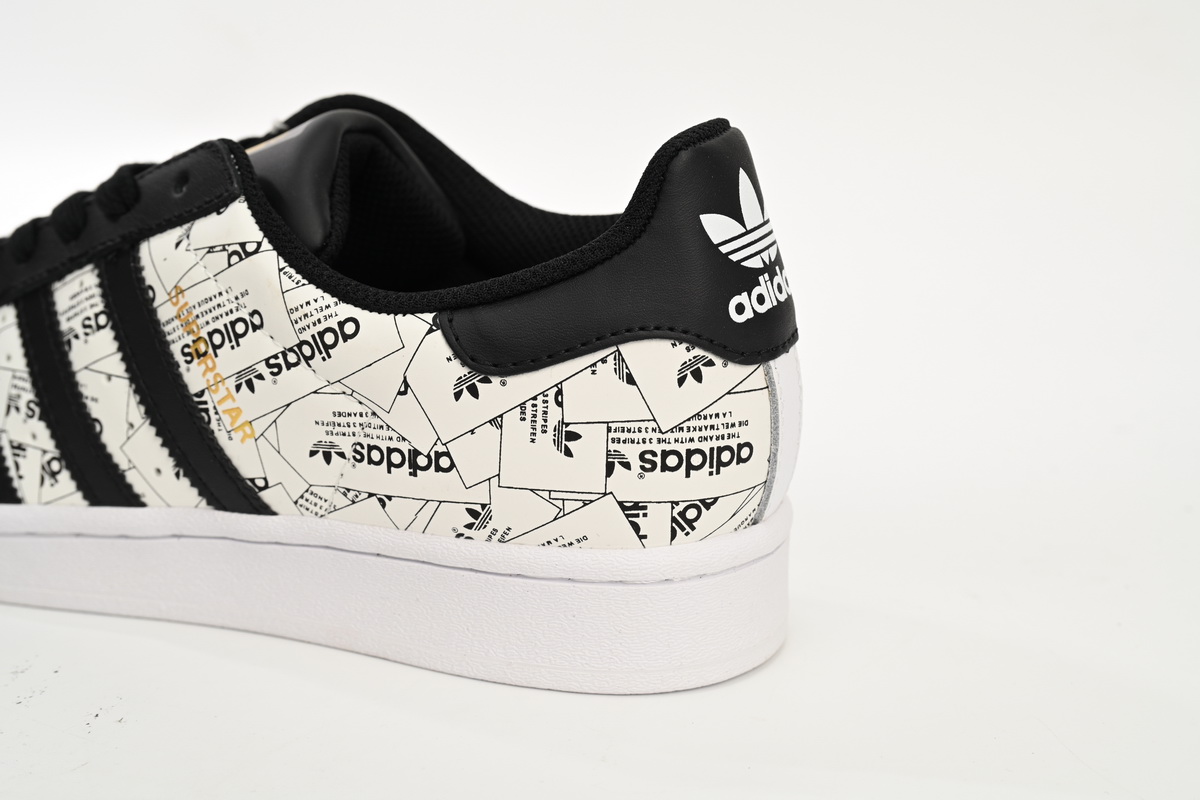 Adidas Superstar Shoes White Black White Black Red FV2819