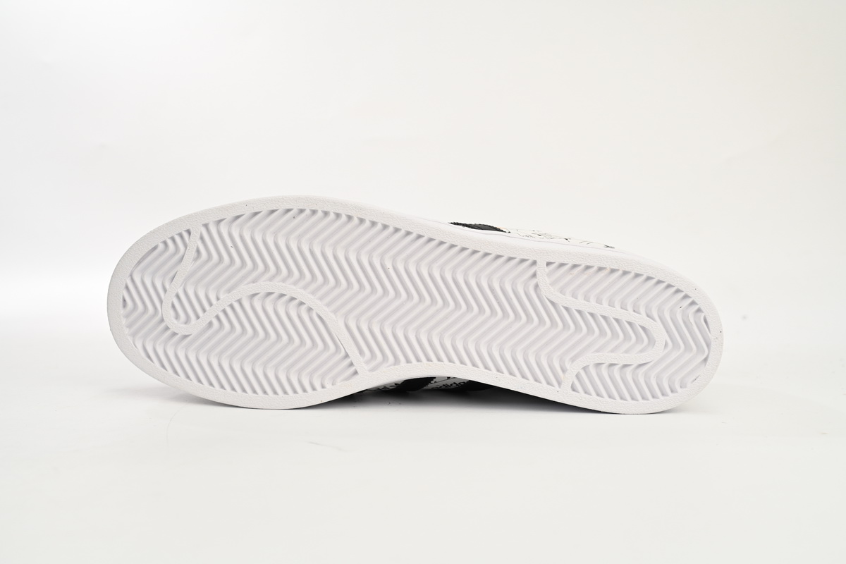Adidas Superstar Shoes White Black White Black Red FV2819