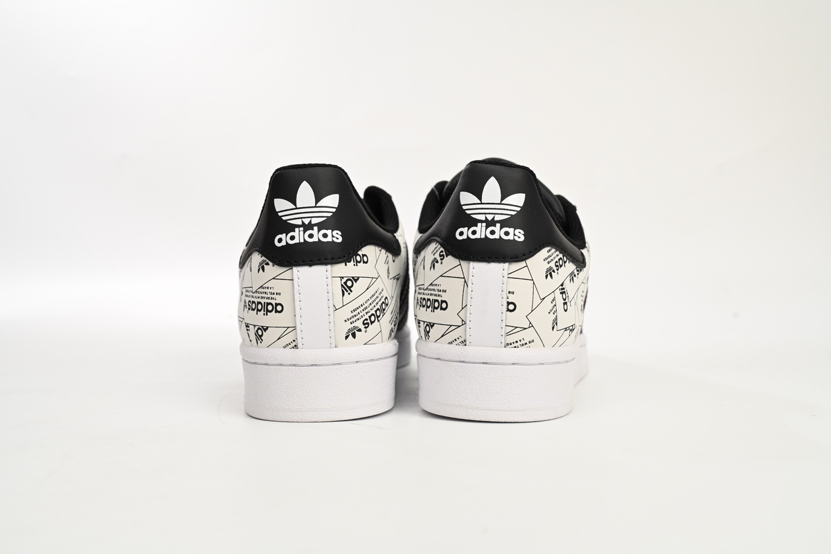 Adidas Superstar Shoes White Black White Black Red FV2819