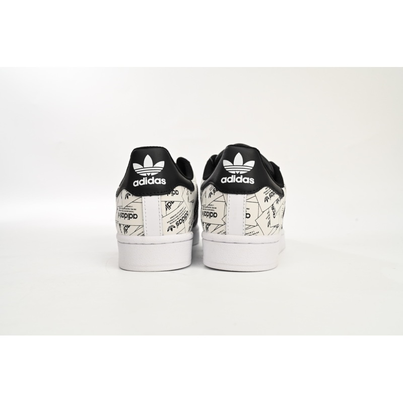 Adidas Superstar Shoes White Black White Black Red FV2819 