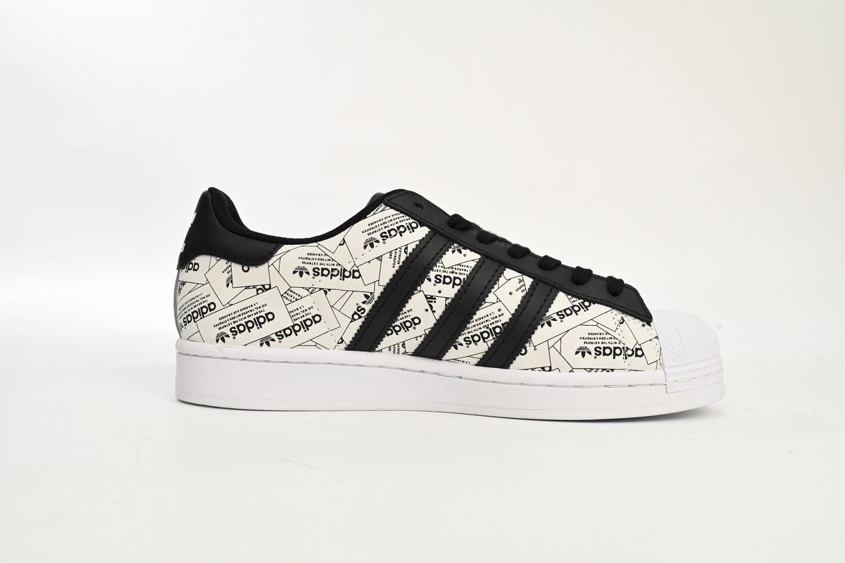 Adidas Superstar Shoes White Black White Black Red FV2819