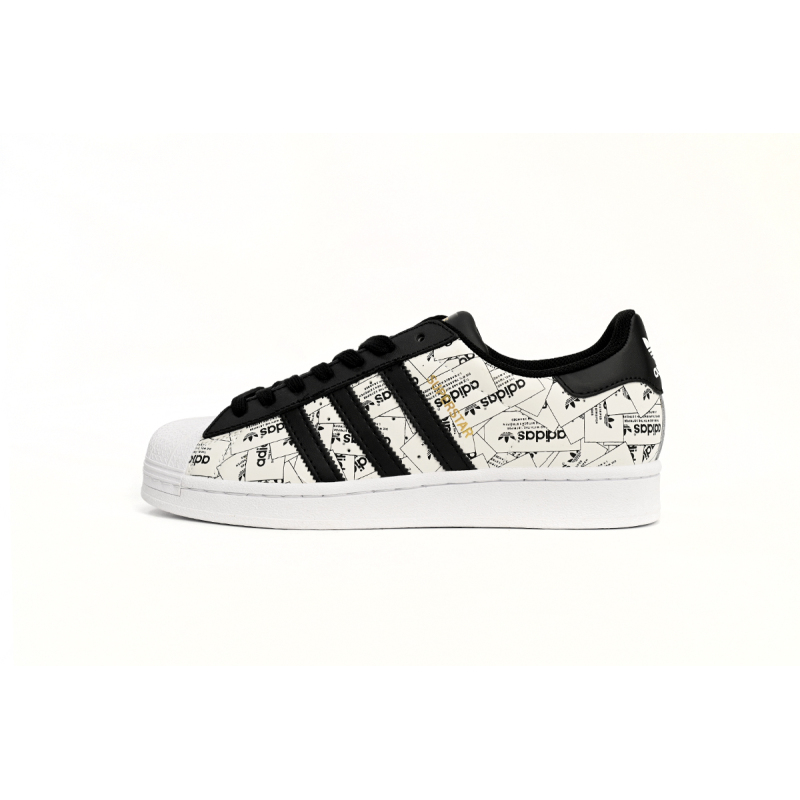 Adidas Superstar Shoes White Black White Black Red FV2819 