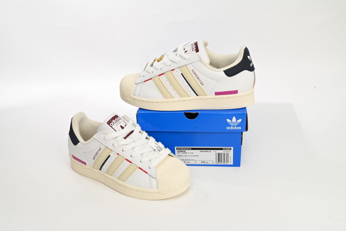 Adidas Superstar Shoes White New Cherry Blossom Gradient Black White Red HQ6626