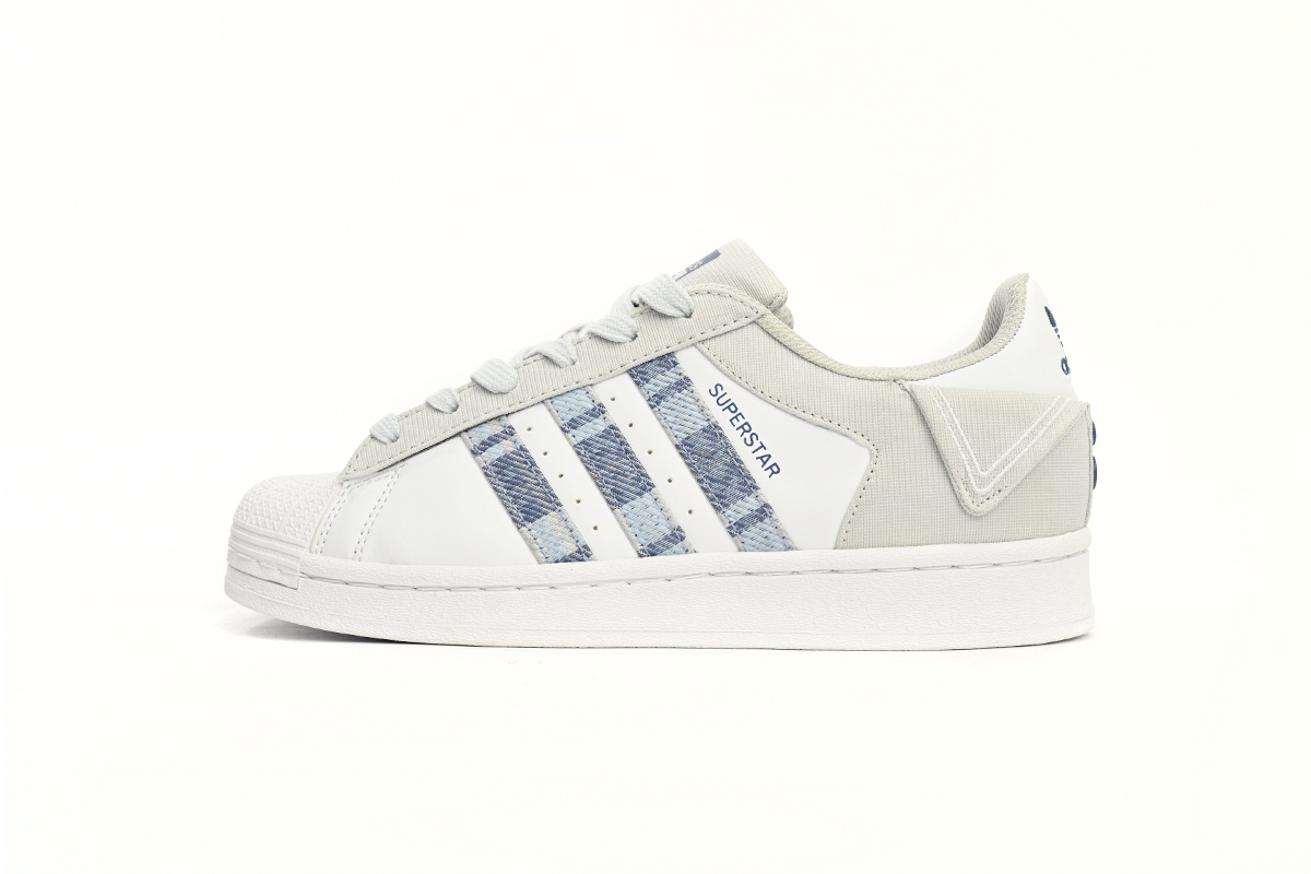 Adidas Superstar Shoes White New Cherry Denim Blue IG3005