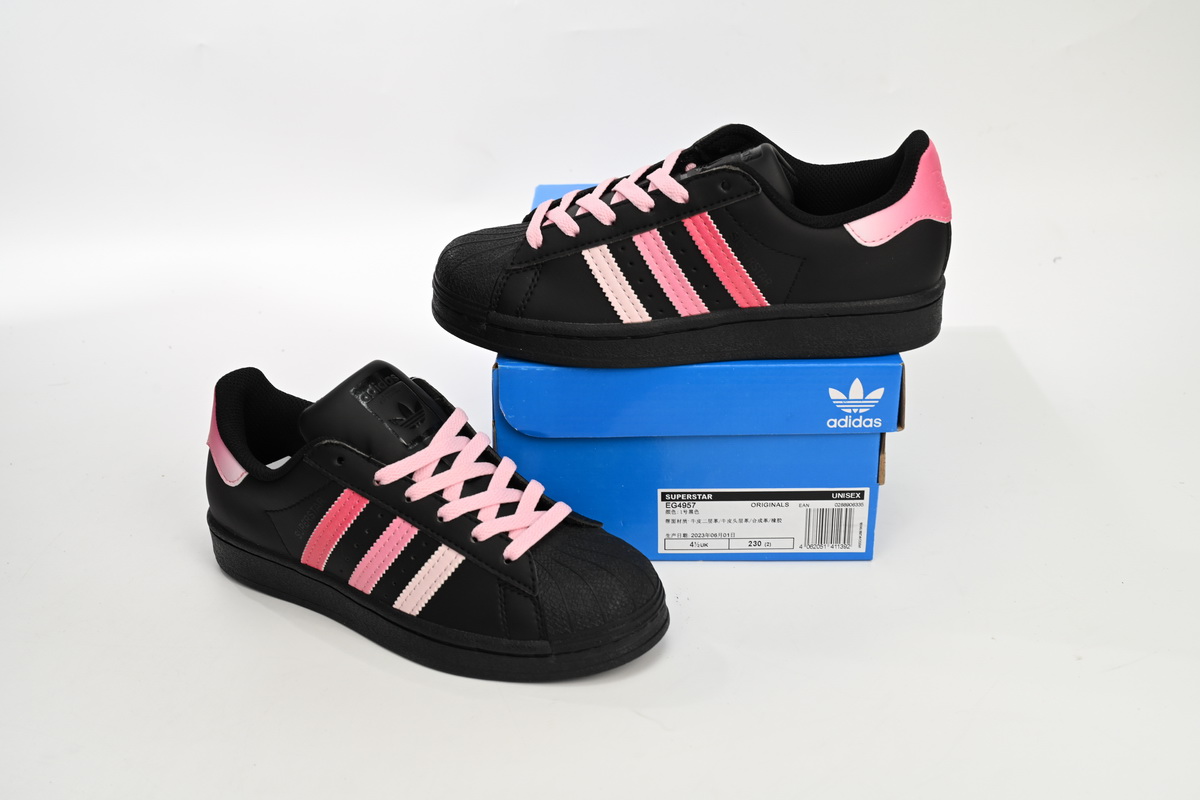 Adidas Superstar Shoes White New Cherry Blossom Gradient Black Pink EG4957