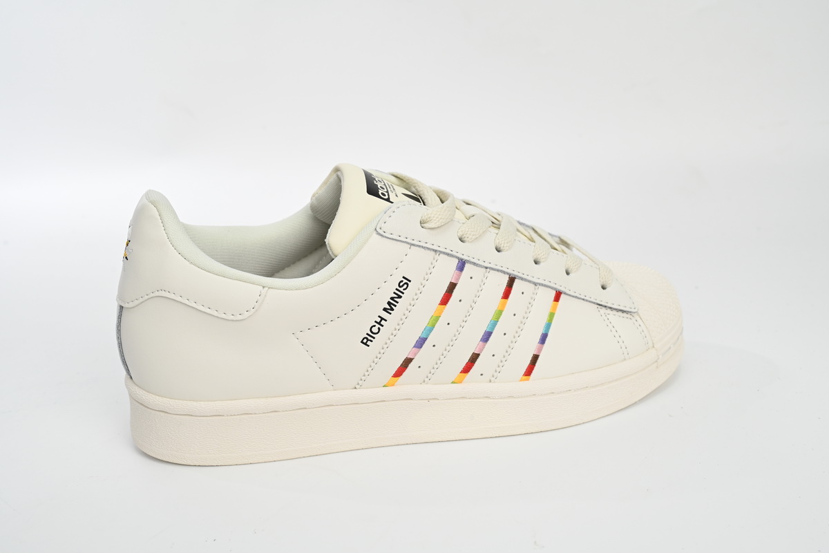 adidas Superstar Shoes White Black Gold White Rainbow ID7493