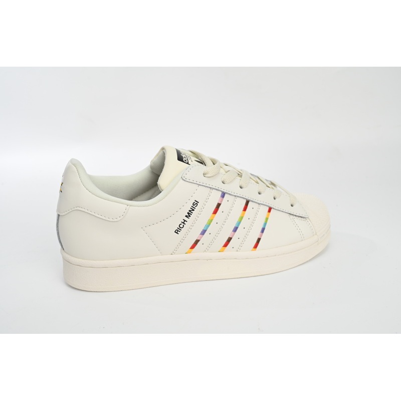 adidas Superstar Shoes White Black Gold White Rainbow  ID7493 