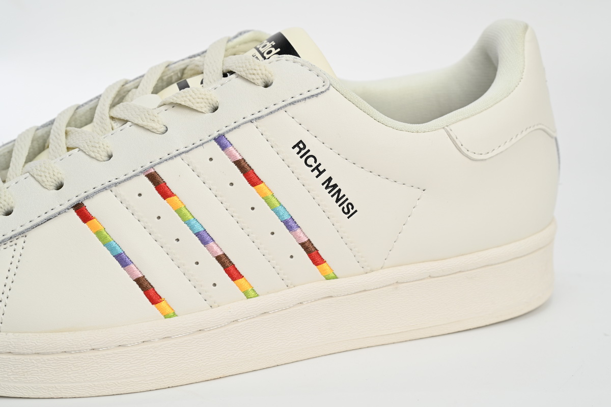 adidas Superstar Shoes White Black Gold White Rainbow ID7493