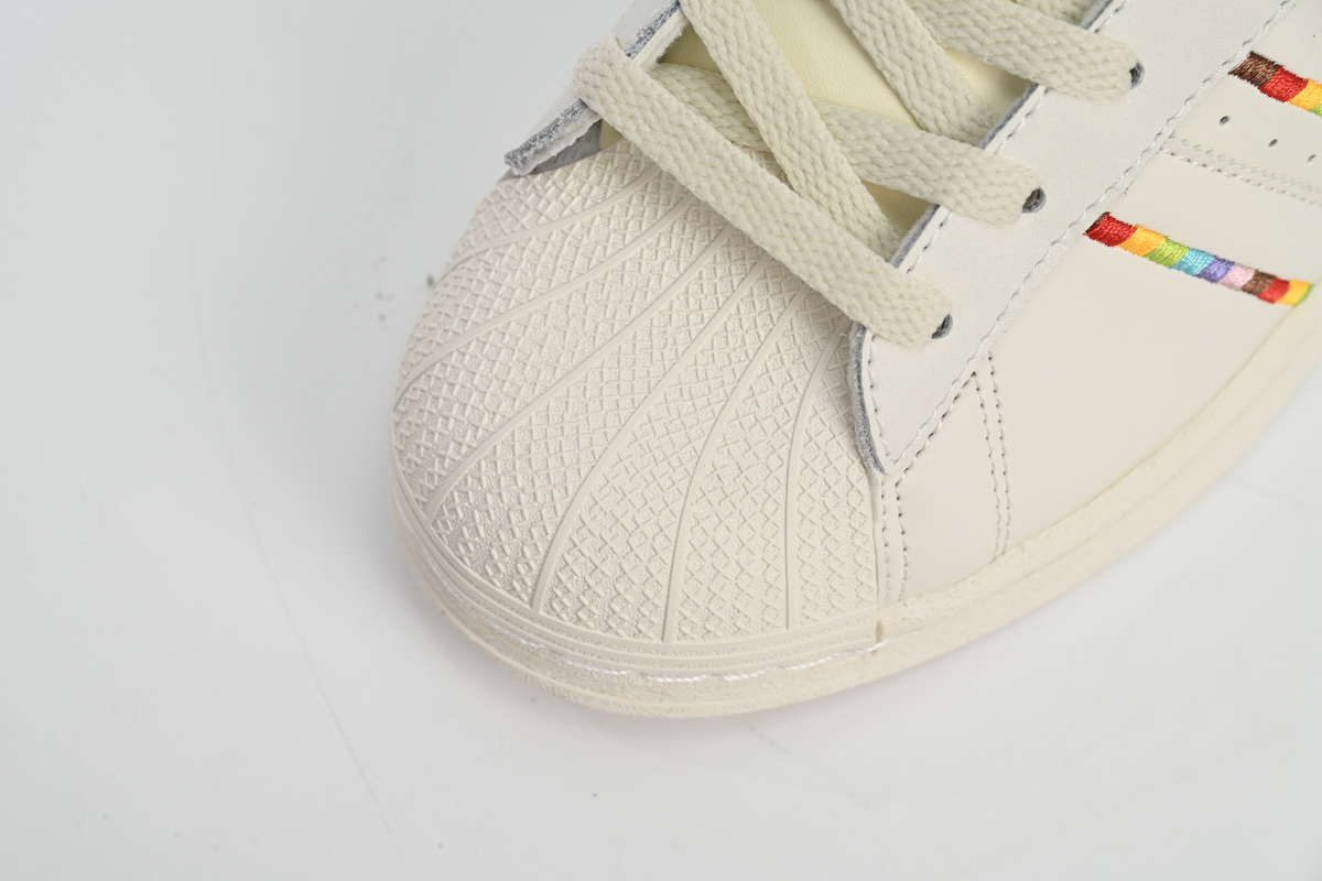 adidas Superstar Shoes White Black Gold White Rainbow ID7493