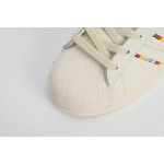 adidas Superstar Shoes White Black Gold White Rainbow  ID7493 