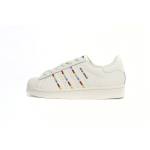 adidas Superstar Shoes White Black Gold White Rainbow  ID7493 