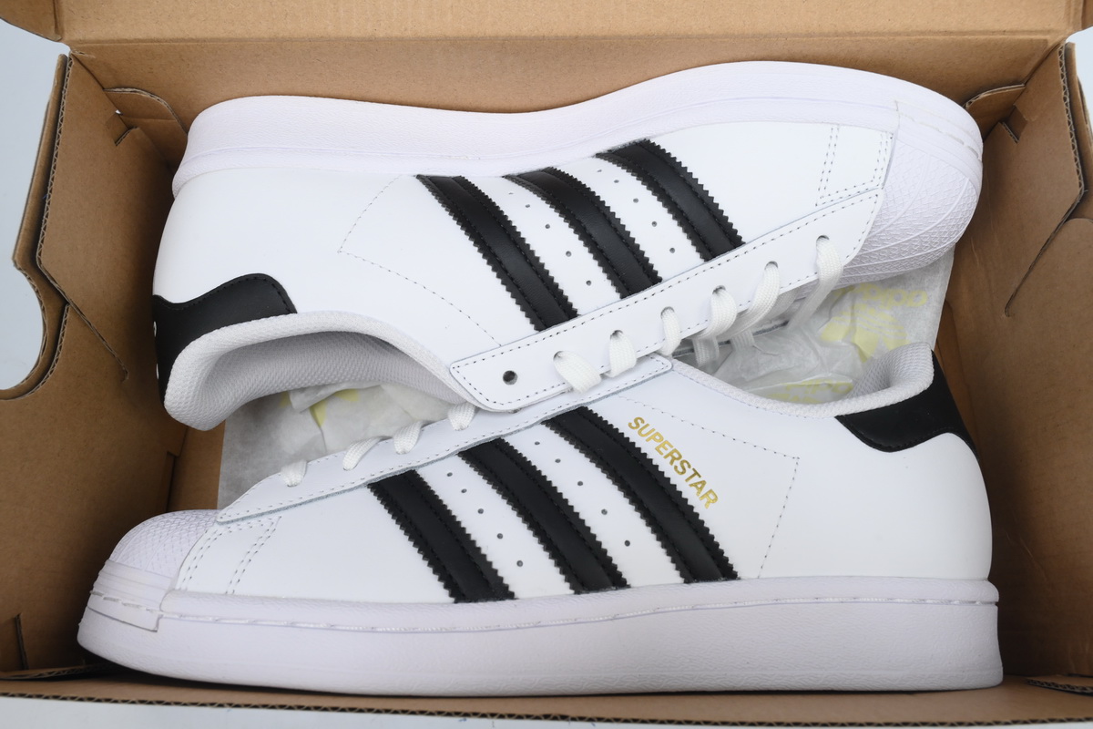 adidas Superstar Shoes White Black Gold EG4958