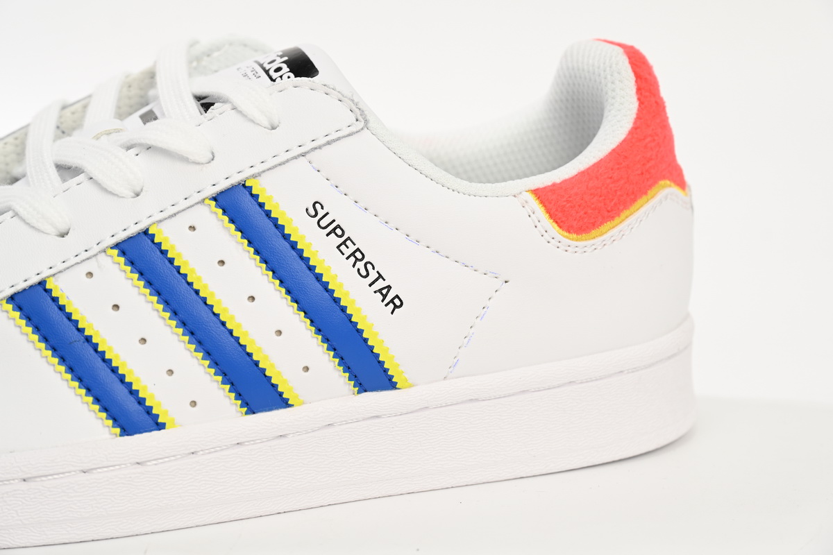 adidas Superstar Shoes White New White Blue HQ1939
