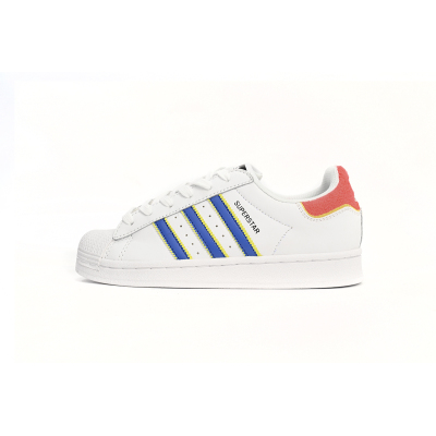 adidas Superstar Shoes White New White Blue HQ1939  01