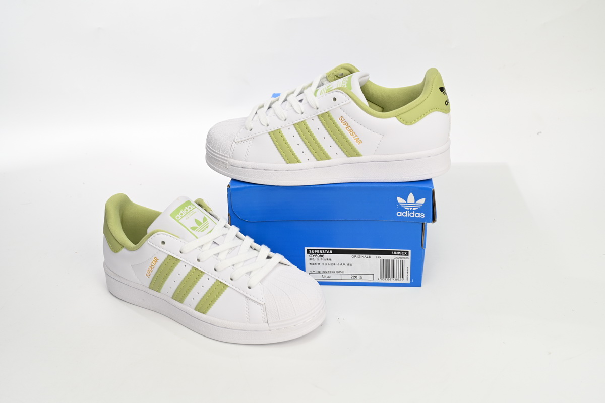 Adidas Superstar Shoes White New Cherry Blossom White Green GY5986