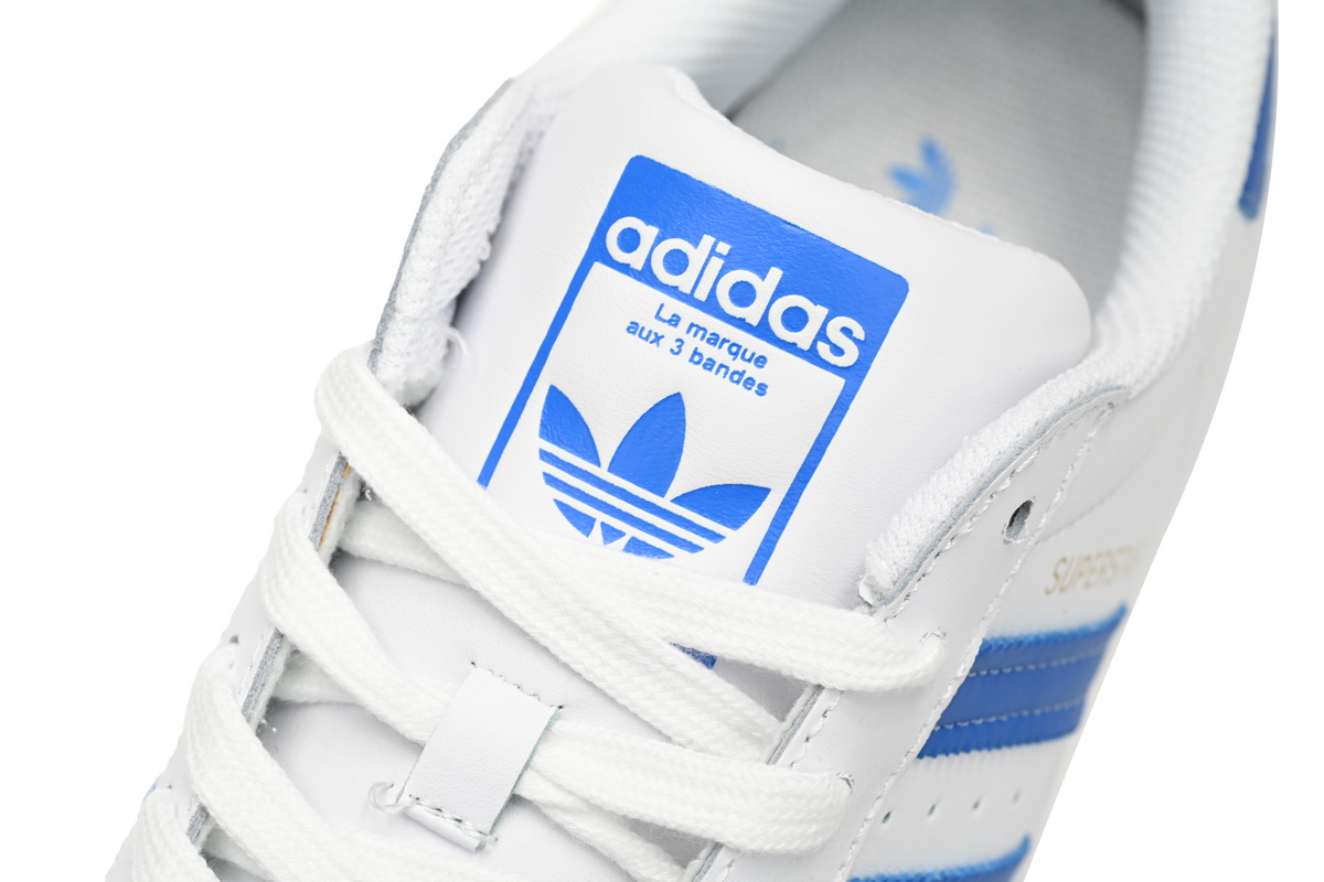 Adidas Superstar Shoes White Black Light Blue and White H68093