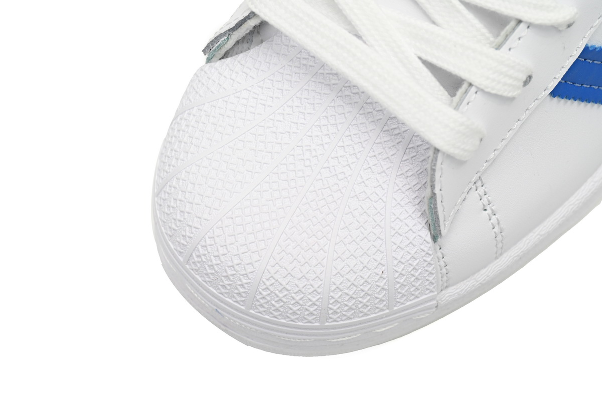Adidas Superstar Shoes White Black Light Blue and White H68093