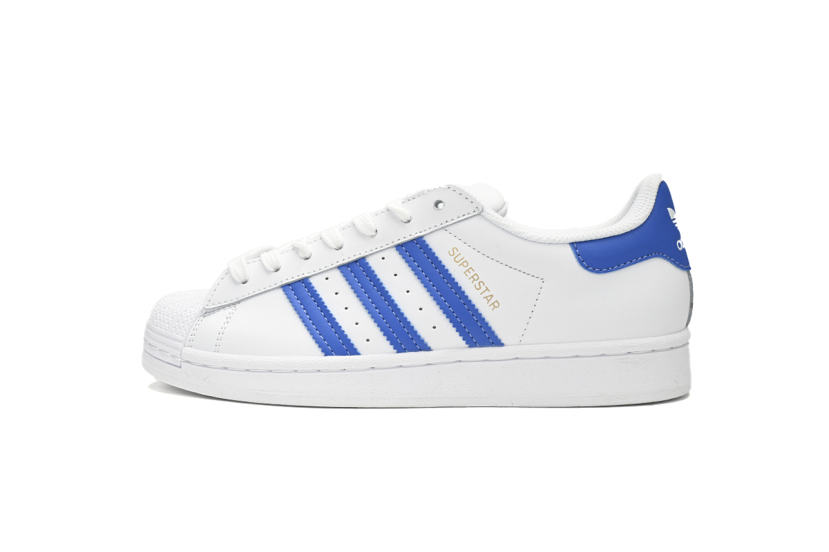 Adidas Superstar Shoes White Black Light Blue and White H68093