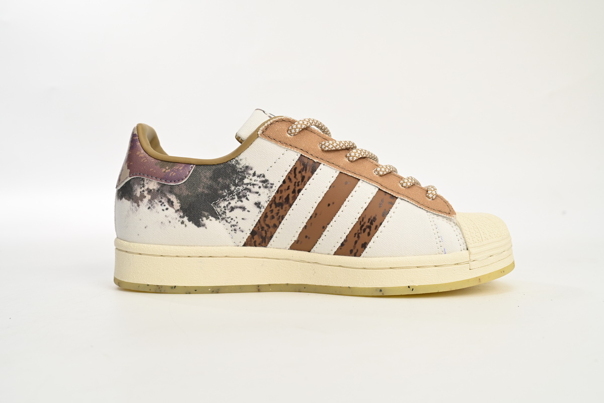 adidas Superstar Shoes White Black White Brown IG5976