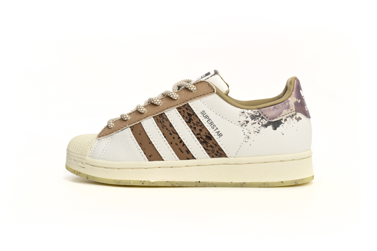 adidas Superstar Shoes White Black White Brown IG5976