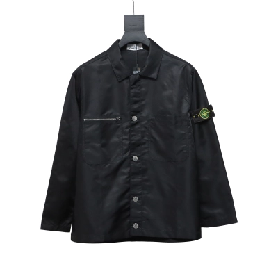 Stone Island Zipper Pocket Sleeve Shirt Jacket Black 01
