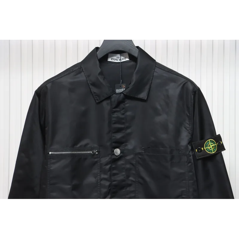 Stone Island Zipper Pocket Sleeve Shirt Jacket Black