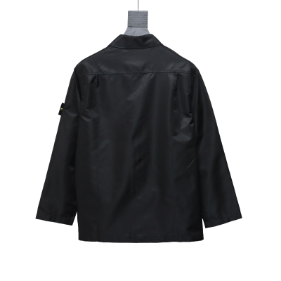 Stone Island Zipper Pocket Sleeve Shirt Jacket Black 02