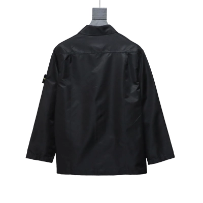 Stone Island Zipper Pocket Sleeve Shirt Jacket Black 02