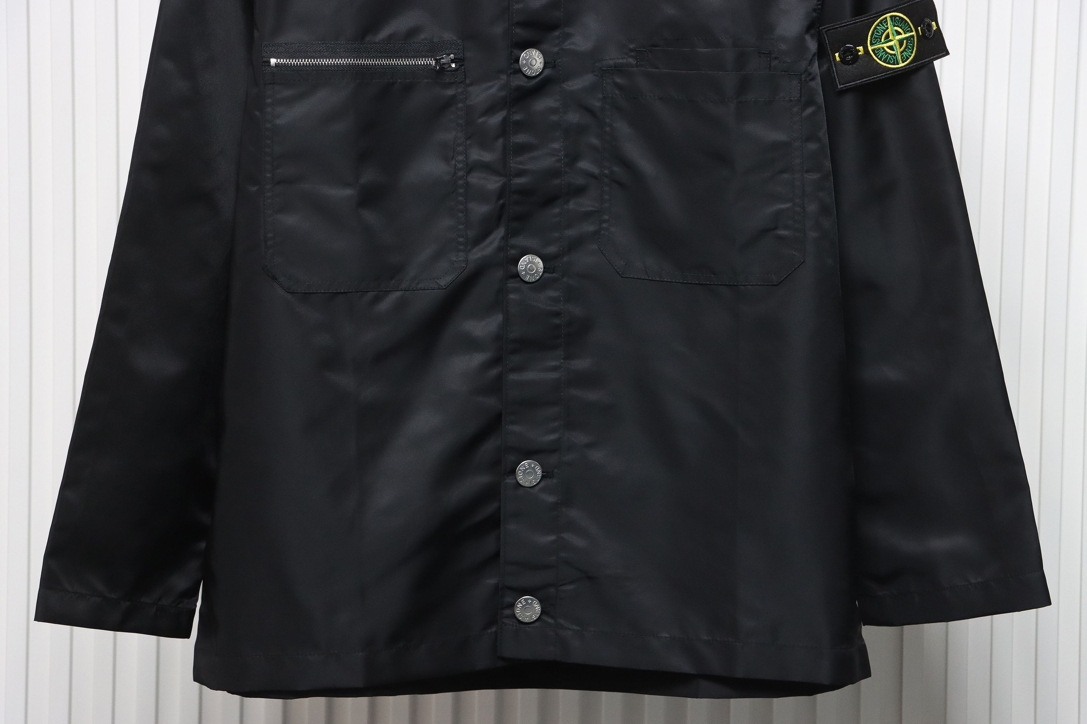 Stone Island Zipper Pocket Sleeve Shirt Jacket Black