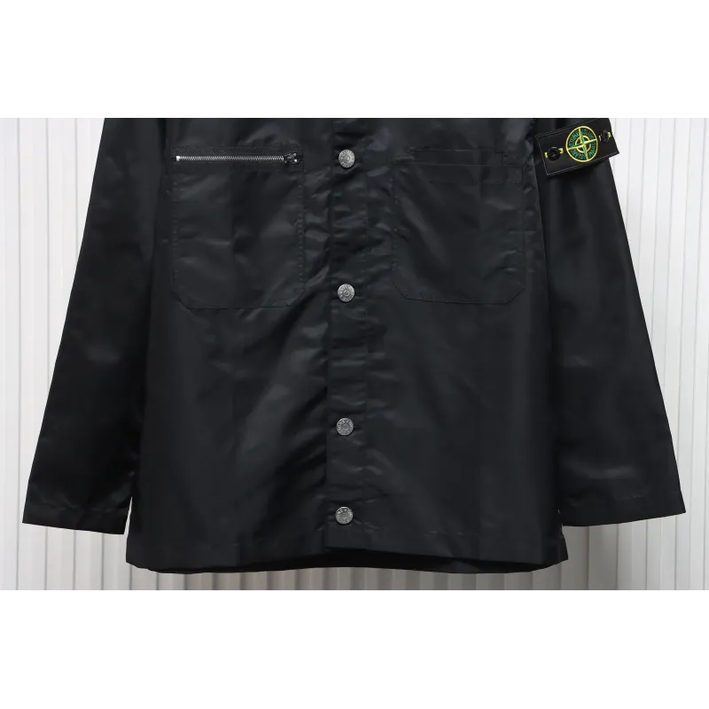 Stone Island Zipper Pocket Sleeve Shirt Jacket Black