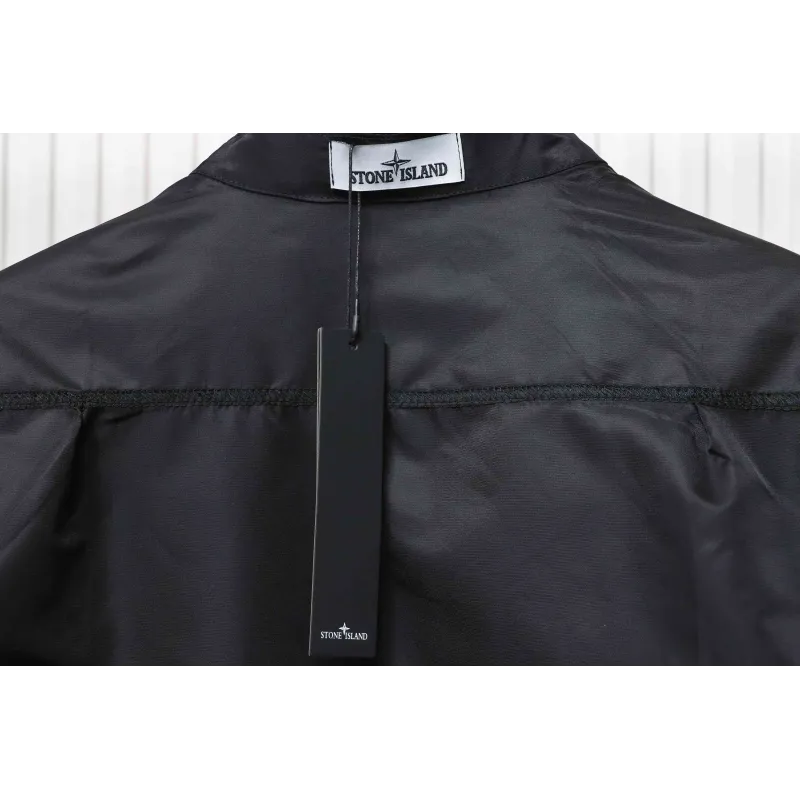 Stone Island Zipper Pocket Sleeve Shirt Jacket Black