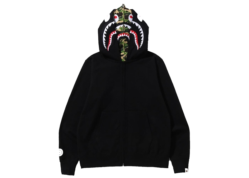 BAPE ABC Camo Shark Wide Fit Full Zip Double Hoodie Black