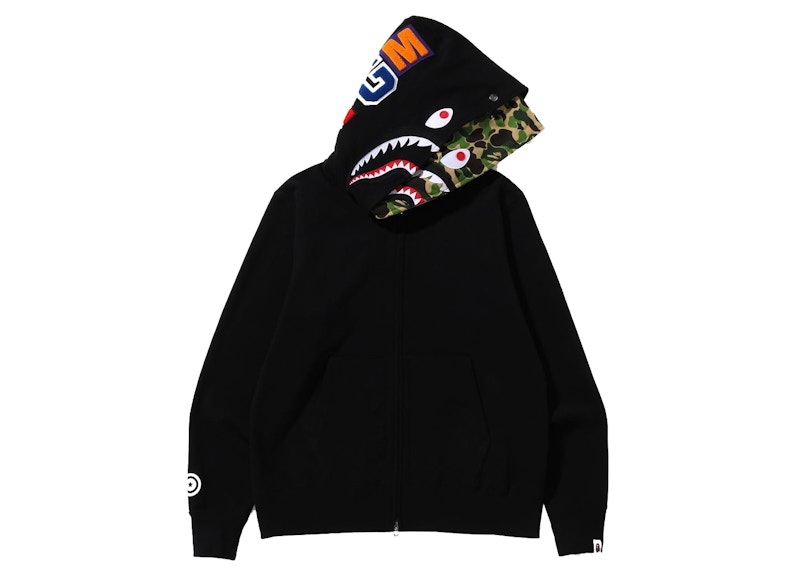 BAPE ABC Camo Shark Wide Fit Full Zip Double Hoodie Black