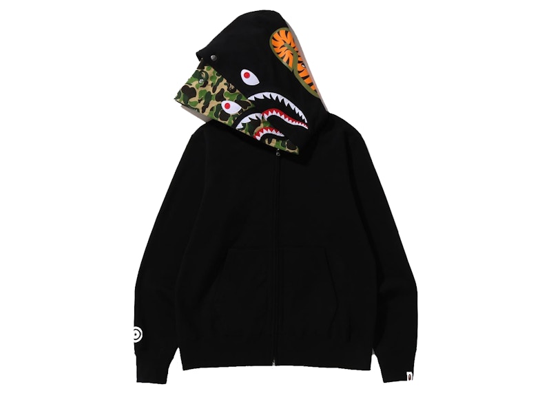 BAPE ABC Camo Shark Wide Fit Full Zip Double Hoodie Black