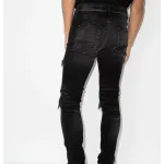 Amiri Distressed MX1 Slim Fit Cracked Jean Black and Pink