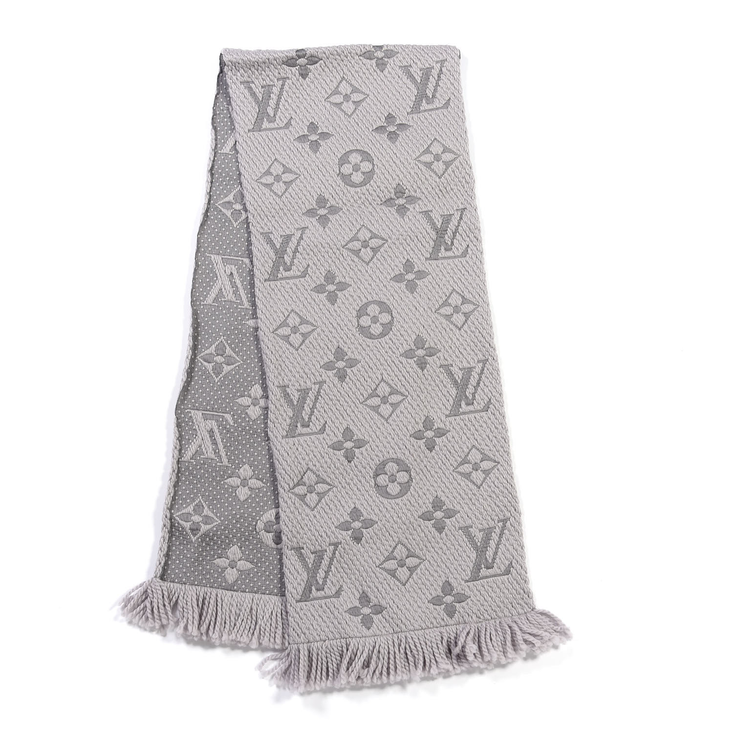Louis Vuitton Wool Silk Logomania Scarf Pearl Grey