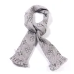 Louis Vuitton  Wool Silk Logomania Scarf Pearl Grey