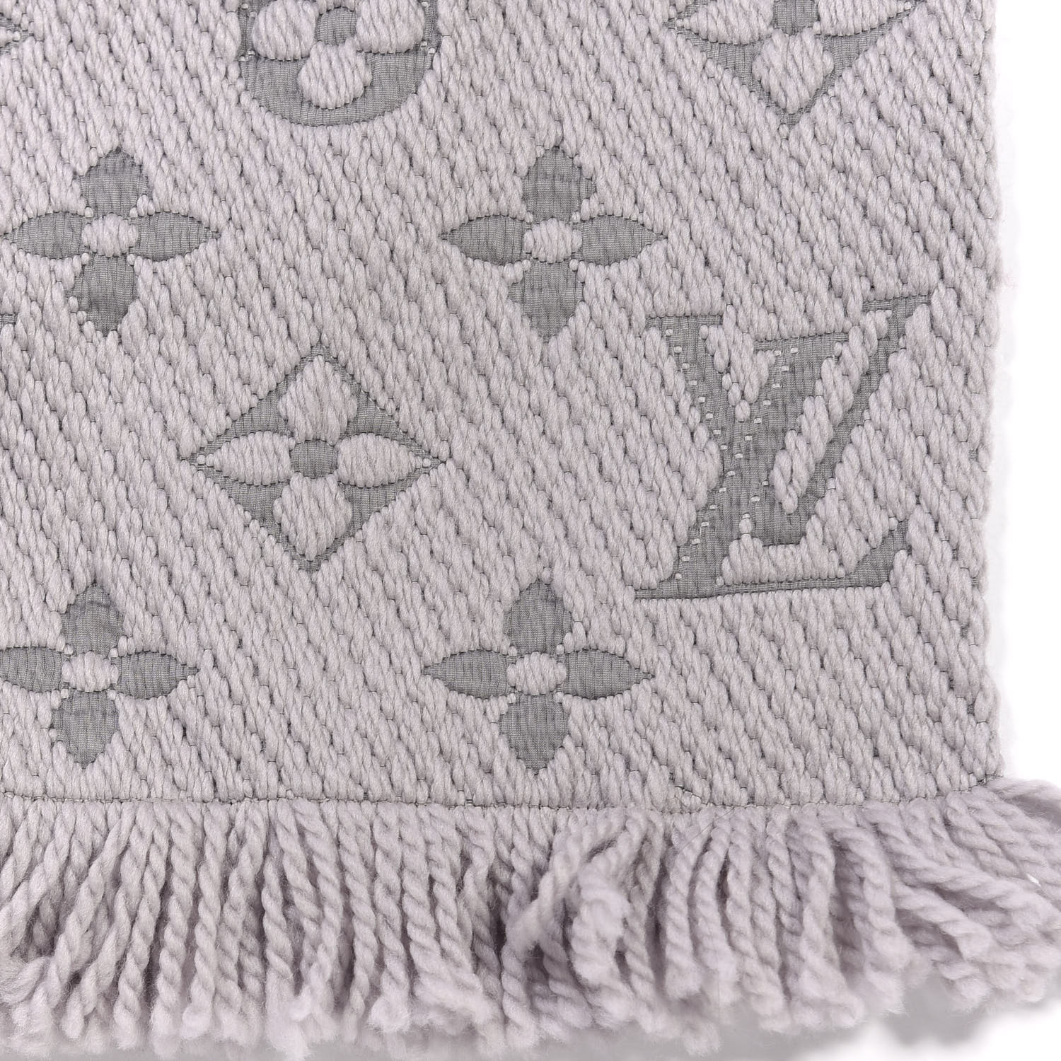 Louis Vuitton Wool Silk Logomania Scarf Pearl Grey