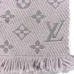 Louis Vuitton  Wool Silk Logomania Scarf Pearl Grey