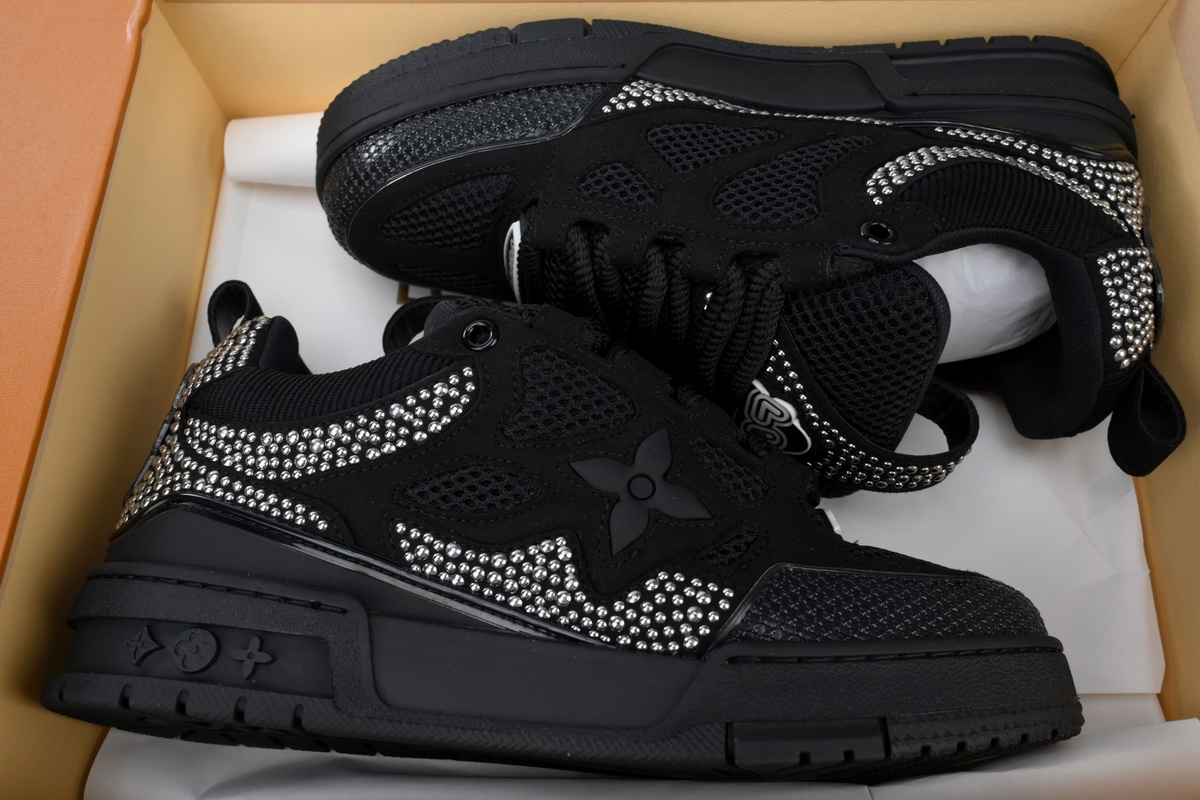 PK God Batch Louis Vuitton Skate Trainer Black Swarovski Monogran 1ABMHV