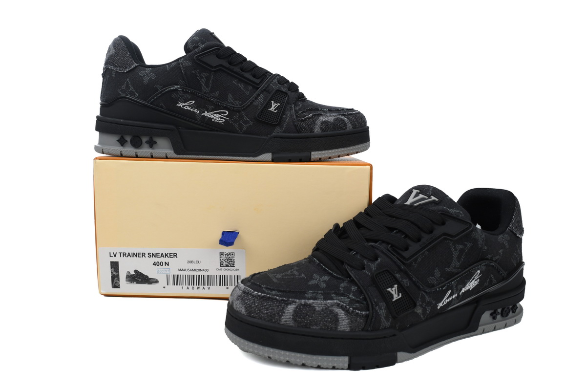 PK God Batch Louis Vuitton Trainer 'Black Monogram Denim