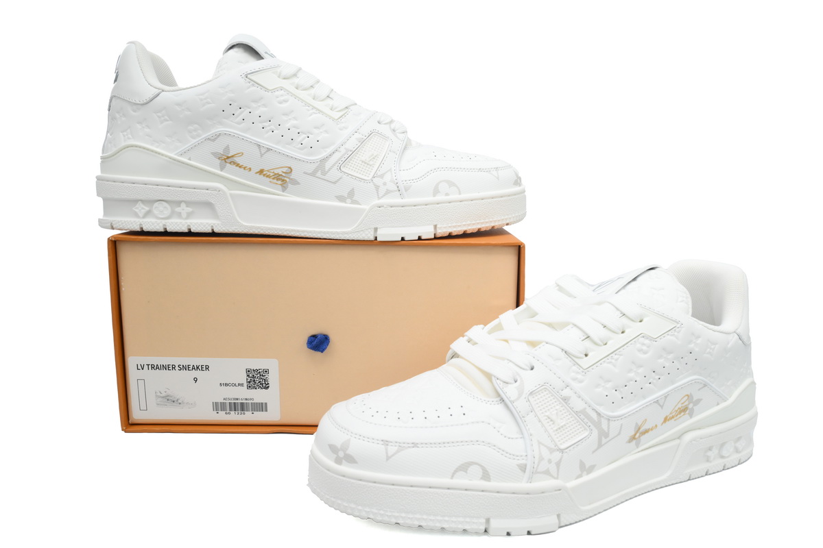 PK God Batch Louis Vuitton Trainer Sneaker All Alligator Leather White