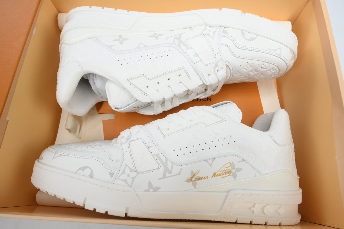 PK God Batch Louis Vuitton Trainer Sneaker All Alligator Leather White