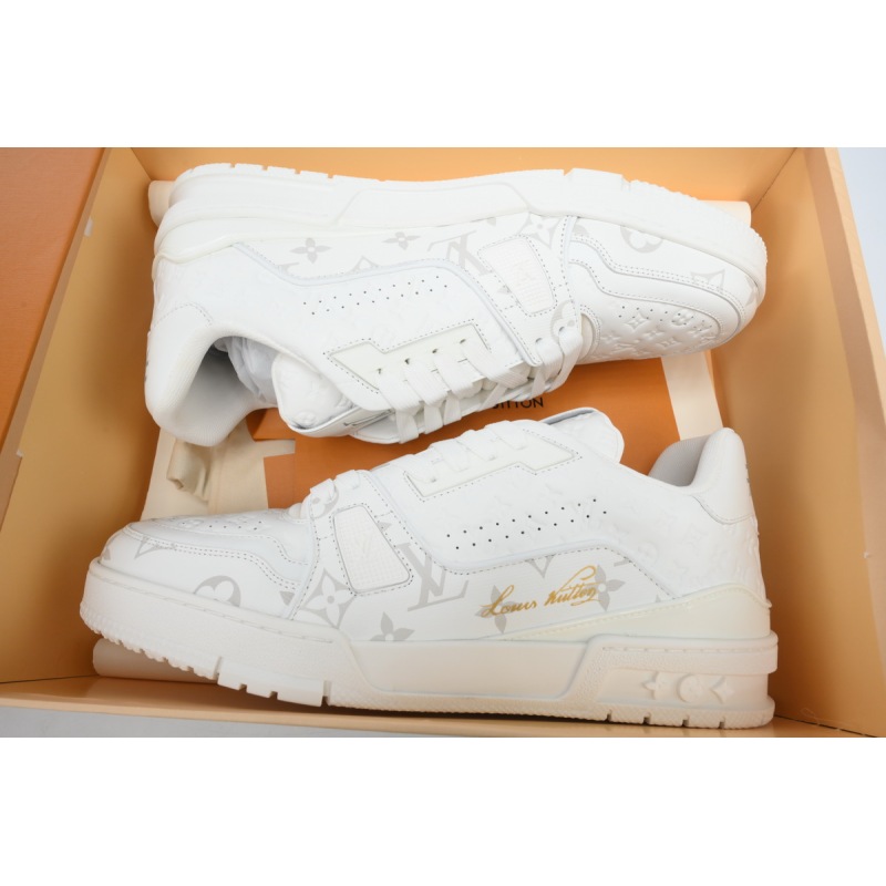 PK God Batch Louis Vuitton Trainer Sneaker All Alligator Leather White