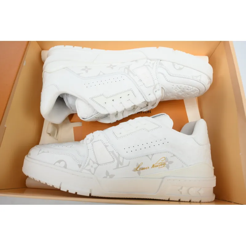 PK God Batch Louis Vuitton Trainer Sneaker All Alligator Leather White