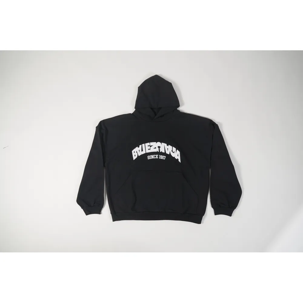 BACK FLIP ROUND HOODIE OVERSIZED IN BLACK/WHITE