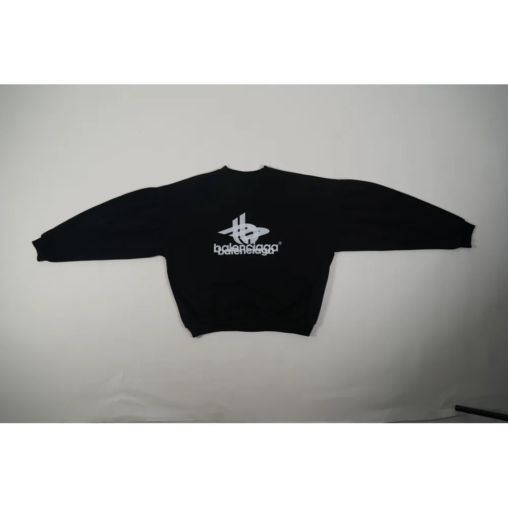 LAYERED SPORTS ROUND SWEATSHIRT OVERSIZED IN BLACK/WHITE